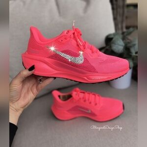 Bling Nike Pegasus 41 Womens Pink Sneakers Shoes Customized with Crystals